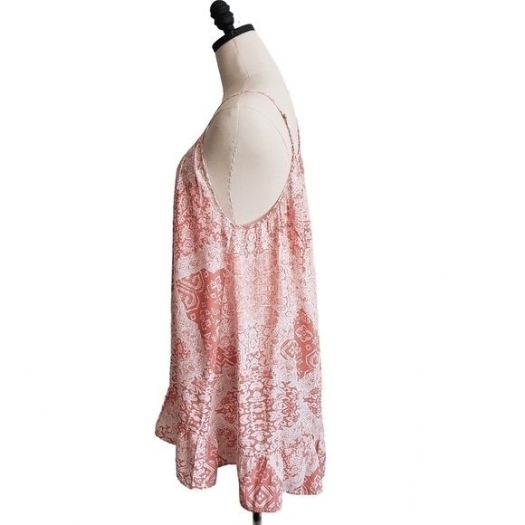 NWOT Pearle 88 Boho Beach Strappy Mini Dress Coral & white Size M - Picture 5 of 9